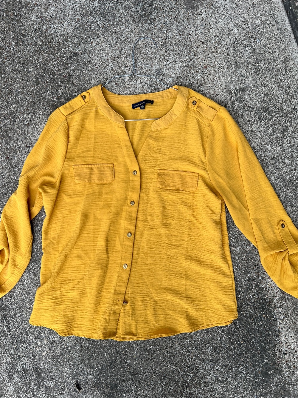 Club Monaco Mustard Yellow Button-Front Blouse